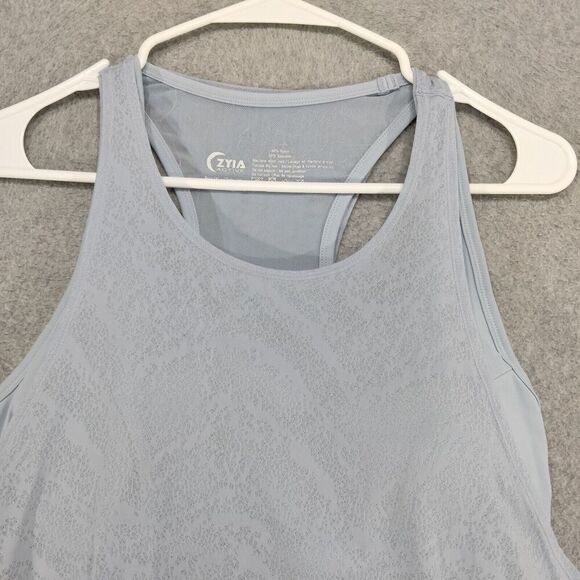 Zyia Active Tank Top Womens XL Light Blue Bra Racerback Stretch Layered 2-in-1 - Picture 2 of 12